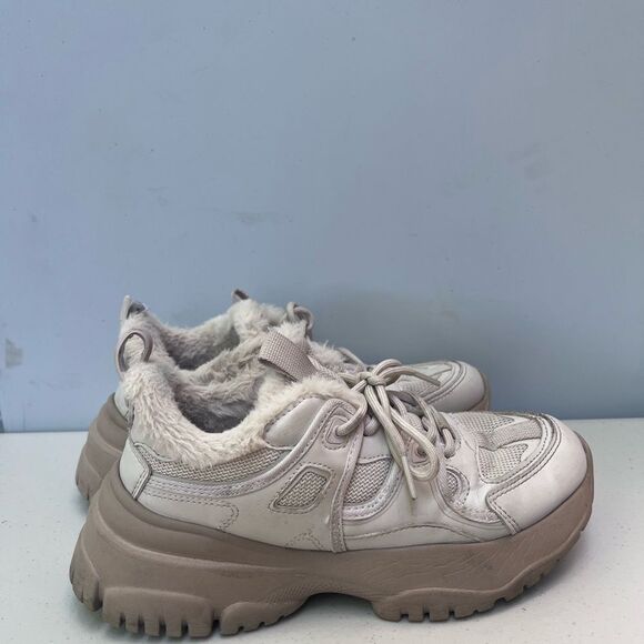 Zara Faux Fur Lined Chunky Sneakers Size 38 - Picture 1 of 8